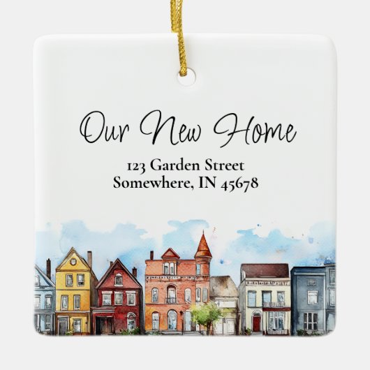 我々の新しいホームクリスマスオーナメント セラミックオーナメント (正面)