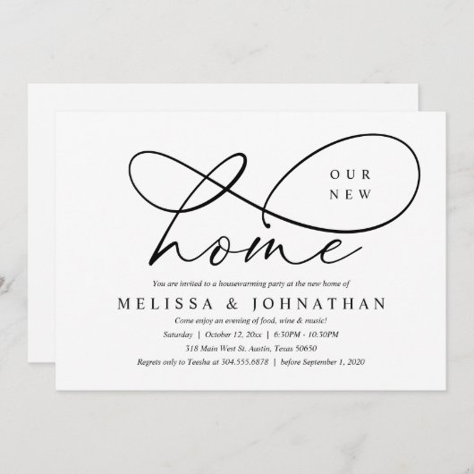 我々の新しいホームコージー引っ越し祝いパーティーパーティー 招待状 (正面/裏面)