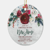 我々の新しいホームパーソナライズされたウォーターカラーブルゴーニュバラ セラミックオーナメント (左)