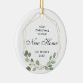 我々の新しいホームパーソナライズされた幾何学枠の緑 セラミックオーナメント (右)