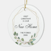 我々の新しいホームパーソナライズされた幾何学枠の緑 セラミックオーナメント (左)