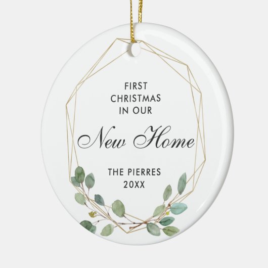 我々の新しいホームパーソナライズされた幾何学枠の緑 セラミックオーナメント (左)