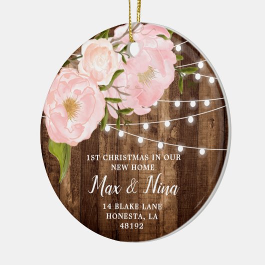 我々の新しいホームパーソナライズされた木目糸ライト セラミックオーナメント (左)