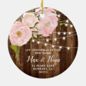 我々の新しいホームパーソナライズされた木目糸ライト セラミックオーナメント (裏面)