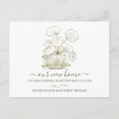 我々の新しいホームマネープラントの動く発表 ポストカード (正面)