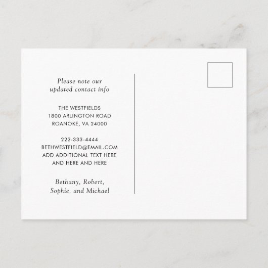 我々の新しいホームヴィンテージの花と葉が動く 案内ポストカード (裏面)