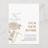 我々の新しいホームヴィンテージの花と葉が動く 案内ポストカード (正面)