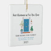 我々の新しいホーム初めてのクリスマスブルーフロントドア セラミックオーナメント (右)