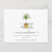 我々の新しいホーム鉢植えのヤシの植物の移動のお知らせ ポストカード (正面)