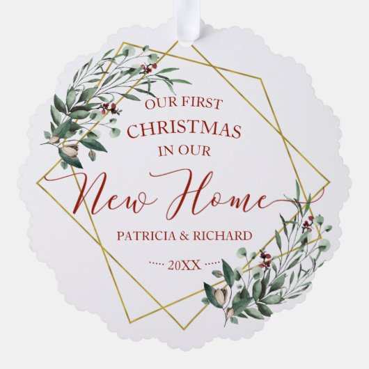 我々の新しい家で初めてのクリスマスを緑にする オーナメントカード (裏面)
