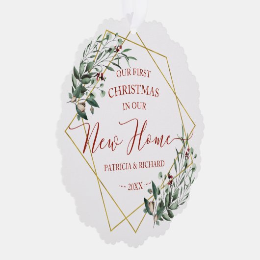 我々の新しい家で初めてのクリスマスを緑にする オーナメントカード (右)