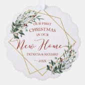 我々の新しい家で初めてのクリスマスを緑にする オーナメントカード (正面)