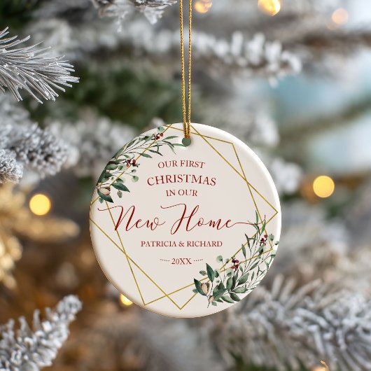 我々の新しい家で初めてのクリスマスを緑にする セラミックオーナメント