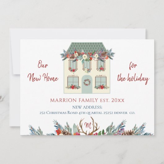 我々の新しい家のための休日のグリーンハウス移動 案内状 (正面)