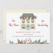 我々の新しい家のための休日のグリーンハウス移動 案内状 (正面/裏面)