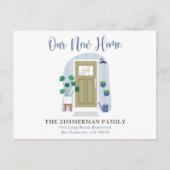 我々の新しい家庭用水の色のドアを動かす発表 ポストカード (正面)