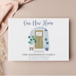 我々の新しい家庭用水の色のドアを動かす発表 ポストカード