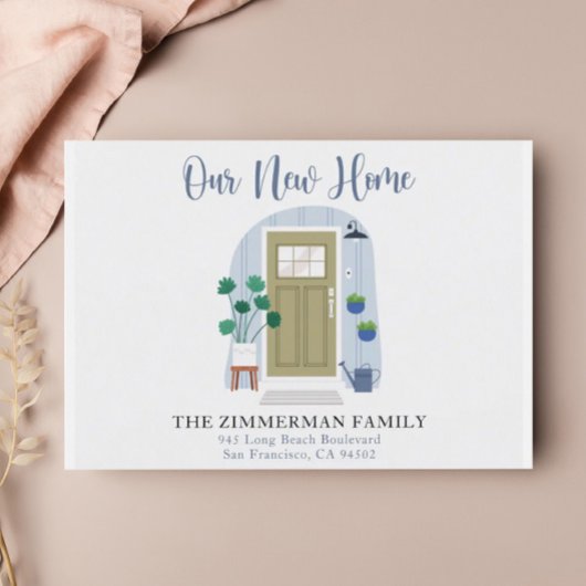 我々の新しい家庭用水の色のドアを動かす発表 ポストカード