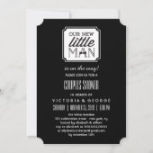 我々の新しい小さな男は男の子の赤ちゃんシャワーを途中にある 招待状 (正面)