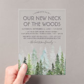 我々の新しい森の首 |引っ越し祝いパーティーパーティー アクリル招待状 (インサイチュ (ポータブル))