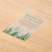 我々の新しい森の首 |引っ越し祝いパーティーパーティー アクリル招待状 (レイダウン)