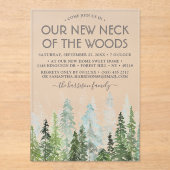 我々の新しい森の首 |引っ越し祝いパーティーパーティー アクリル招待状 (正面)