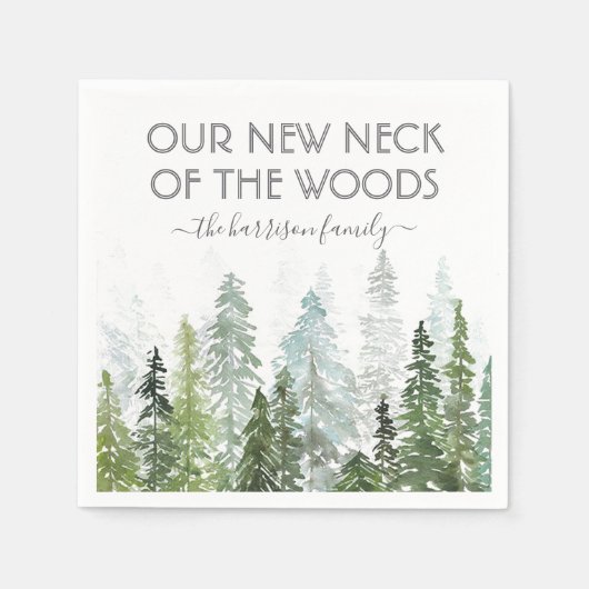 我々の新しい森の首 |引っ越し祝いパーティーパーティー スタンダードカクテルナプキン (正面)