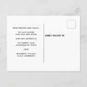 我々の新しい首の森の松の木キャビン移動 案内ポストカード (裏面)