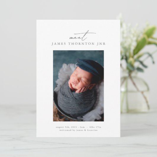 我々の新生児フレーム写真の誕生発表を満たす 案内状 (スタンド正面)