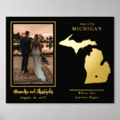 我々の旅がミシガンの写真を結婚始めた場所 箔ポスター (正面)