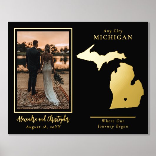 我々の旅がミシガンの写真を結婚始めた場所 箔ポスター (正面)
