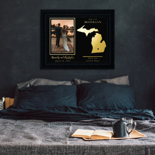 我々の旅がミシガンの写真を結婚始めた場所 箔ポスター