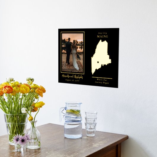 我々の旅がメイン州の写真を結婚始めた場所 箔ポスター (レイダウン (キッチン))