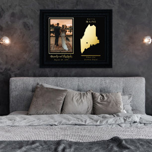 我々の旅がメイン州の写真を結婚始めた場所 箔ポスター
