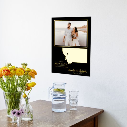 我々の旅がモンタナの写真を始めた場所 箔ポスター (レイダウン (キッチン))
