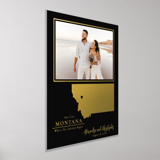 我々の旅がモンタナの写真を始めた場所 箔ポスター (レイダウン)