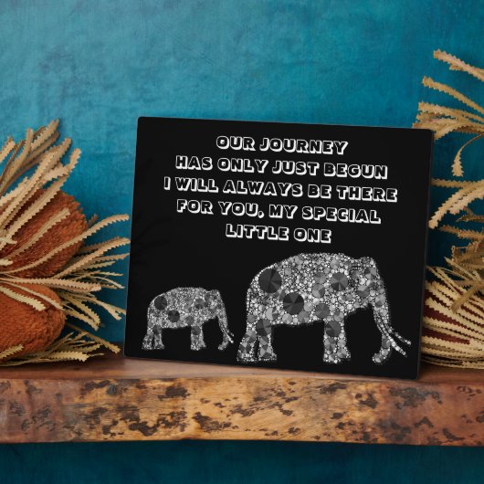 我々の旅は象の装飾きらきら光るを始めた フォトプラーク (側面)