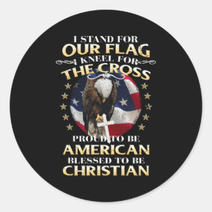 我々の旗のために立つ十字架のために膝を曲げる ラウンドシール