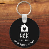 我々の最初のホームパーソナライズされたカップル キーホルダー (正面)