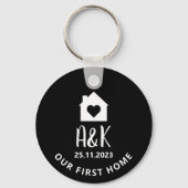 我々の最初のホームパーソナライズされたカップル キーホルダー (裏面)