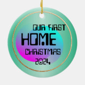 我々の最初のホーム引用文デジタルサイバモダンー セラミックオーナメント (裏面)