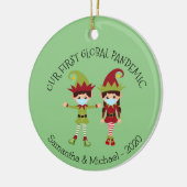 我々の最初の世界的なパンデミック2020小妖精や小人クリツマス セラミックオーナメント (左)