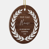 我々の最初の家 |ブラウン素朴ウッドの外観 セラミックオーナメント (右)