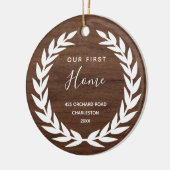 我々の最初の家 |ブラウン素朴ウッドの外観 セラミックオーナメント (左)