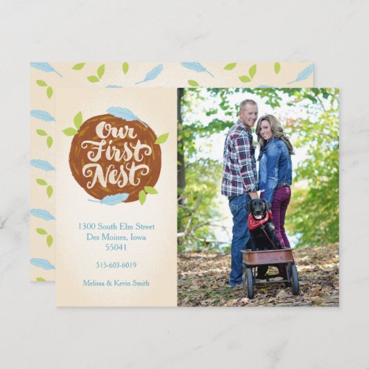 我々の最初の巣の動きの発表 案内状 (正面/裏面)