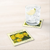 我々の最初結婚の記念日のイエローカーネーション スクエアペーパーコースター (インサイチュ)