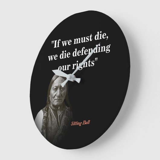 我々の権利を守るために座って強気な引用文 ラージ壁時計 (傾斜)