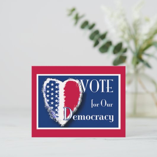 我々の民主主義の愛国的ハートに投票 ポストカード (スタンド正面)
