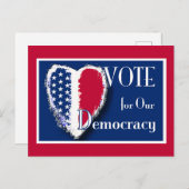 我々の民主主義の愛国的ハートに投票 ポストカード (正面/裏面)