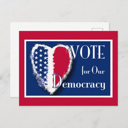 我々の民主主義の愛国的ハートに投票 ポストカード (正面/裏面)